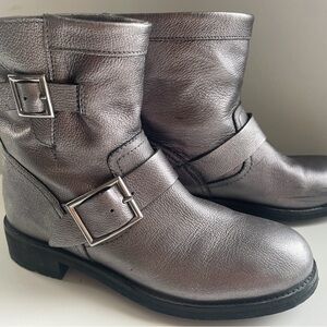 Jimmy Choo Metallic Silver Moto Boots